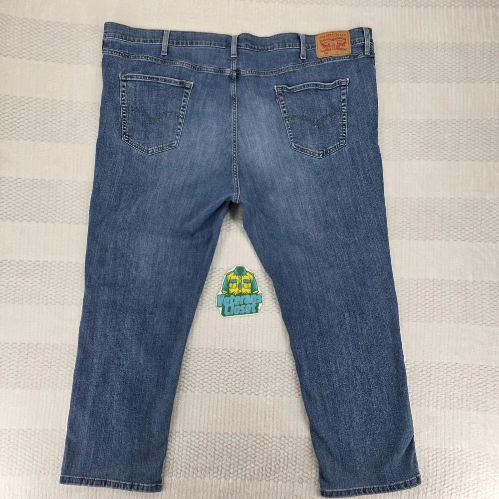 Levis 541 Athletic Taper Mens Jeans 52x28 Stretch Medium Wash Blue Big Tall